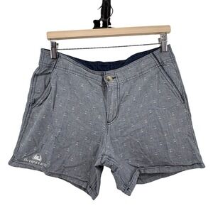 Columbia Womens PFG Fishing Shorts Size 10‎ Blue Anchor Print Outdoor Casual